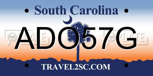 ADO57G South Carolina License Plate