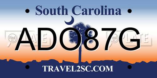 ADO87G South Carolina License Plate