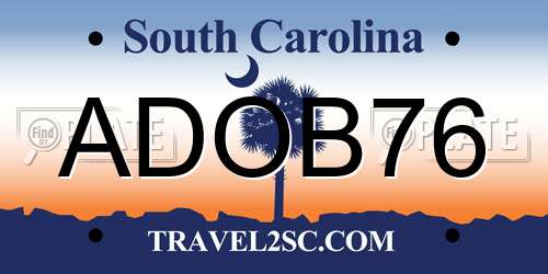 ADOB76 South Carolina License Plate