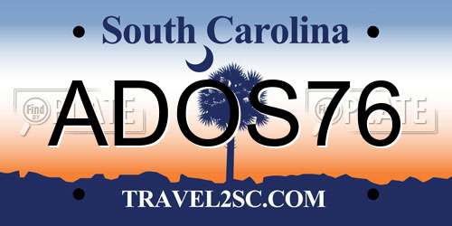 ADOS76 South Carolina License Plate