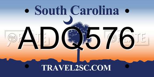 ADQ576 South Carolina License Plate