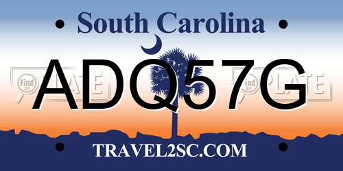 ADQ57G South Carolina License Plate