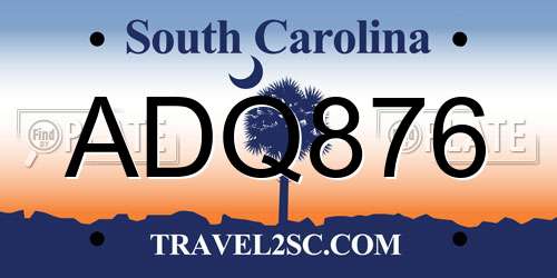 ADQ876 South Carolina License Plate