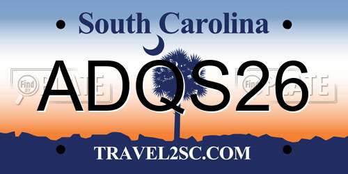 ADQS26 South Carolina License Plate