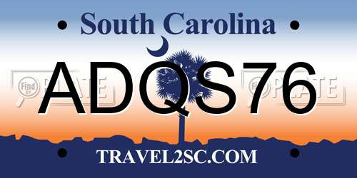 ADQS76 South Carolina License Plate