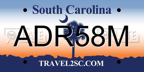 ADR58M South Carolina License Plate