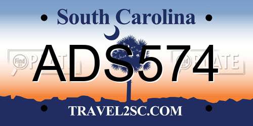 ADS574 South Carolina License Plate