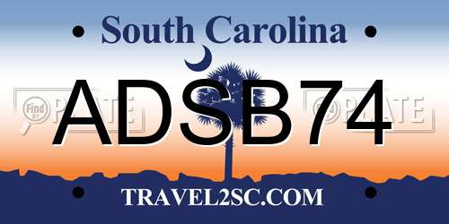 ADSB74 South Carolina License Plate