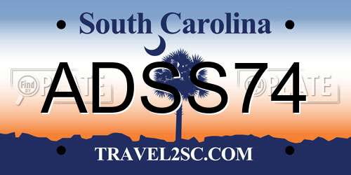 ADSS74 South Carolina License Plate