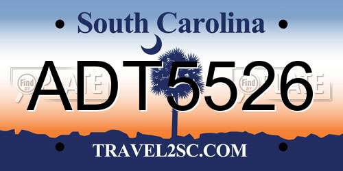 ADT5526 South Carolina License Plate
