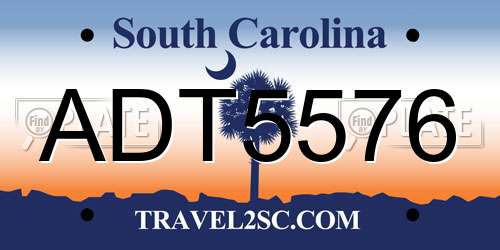 ADT5576 South Carolina License Plate