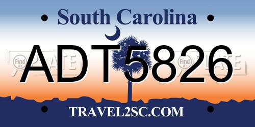 ADT5826 South Carolina License Plate