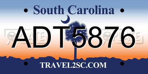 ADT5876 South Carolina License Plate