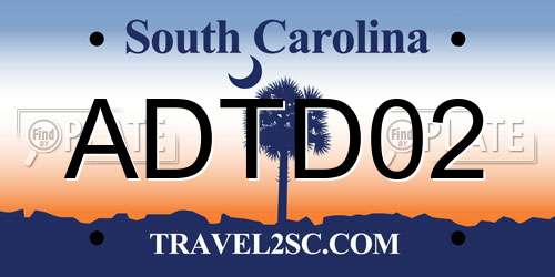 ADTD02 South Carolina License Plate