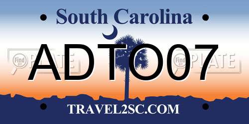 ADTO07 South Carolina License Plate