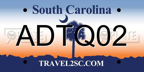 ADTQ02 South Carolina License Plate