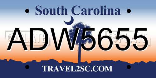 ADW5655 South Carolina License Plate