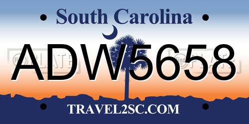 ADW5658 South Carolina License Plate