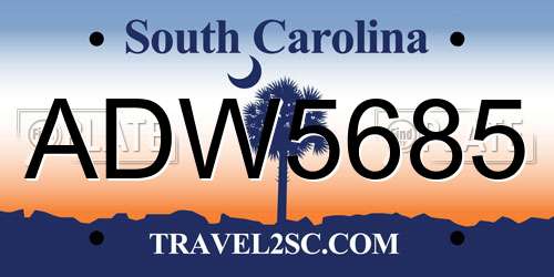 ADW5685 South Carolina License Plate