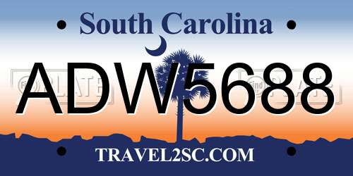 ADW5688 South Carolina License Plate