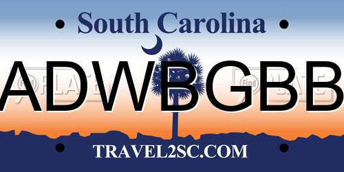 ADWBGBB South Carolina License Plate