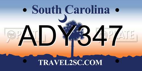 ADY347 South Carolina License Plate