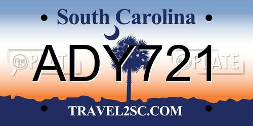 ADY721 South Carolina License Plate