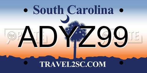 ADYZ99 South Carolina License Plate