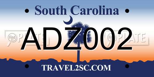 ADZ002 South Carolina License Plate