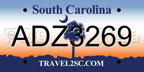 ADZ3269 South Carolina License Plate