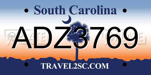 ADZ3769 South Carolina License Plate
