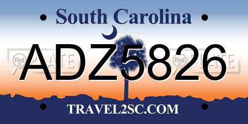 ADZ5826 South Carolina License Plate