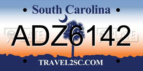 ADZ6142 South Carolina License Plate