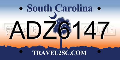 ADZ6147 South Carolina License Plate
