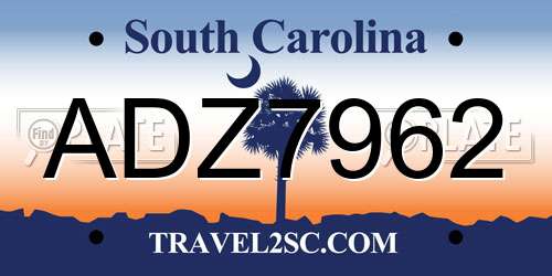 ADZ7962 South Carolina License Plate