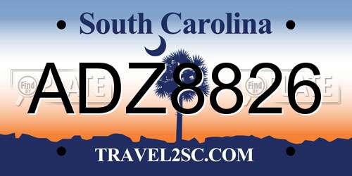ADZ8826 South Carolina License Plate