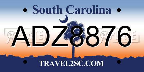 ADZ8876 South Carolina License Plate