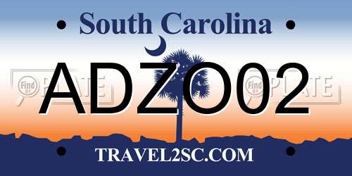 ADZO02 South Carolina License Plate