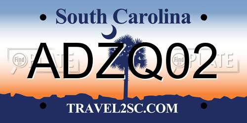 ADZQ02 South Carolina License Plate