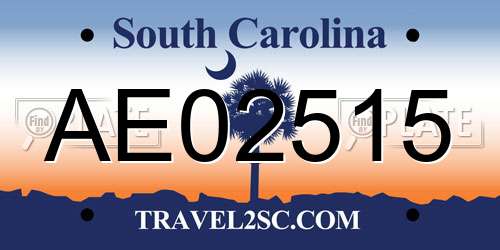 AE02515 South Carolina License Plate