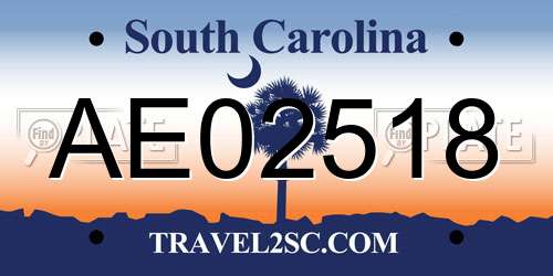 AE02518 South Carolina License Plate