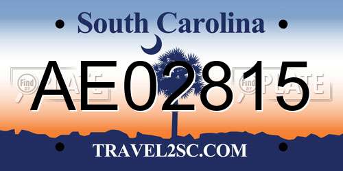 AE02815 South Carolina License Plate