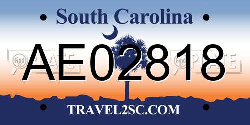 AE02818 South Carolina License Plate