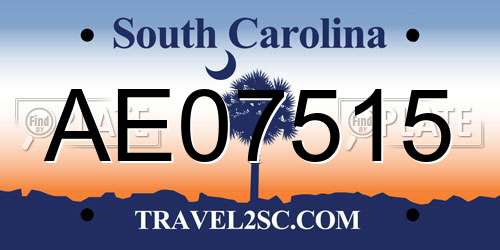 AE07515 South Carolina License Plate