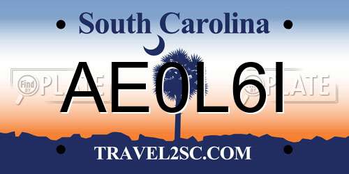 AE0L6I South Carolina License Plate