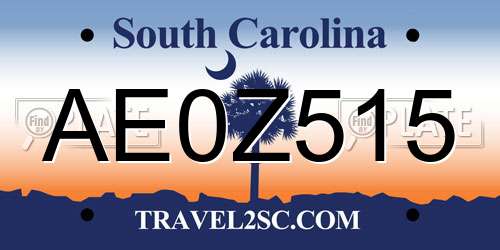 AE0Z515 South Carolina License Plate