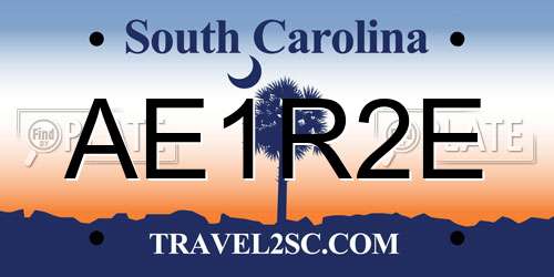 AE1R2E South Carolina License Plate