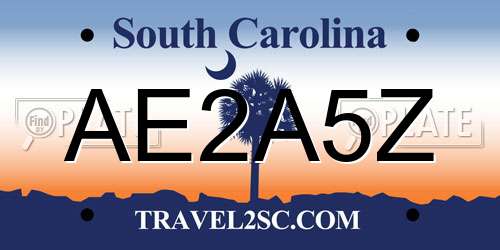 AE2A5Z South Carolina License Plate