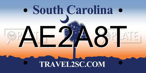 AE2A8T South Carolina License Plate