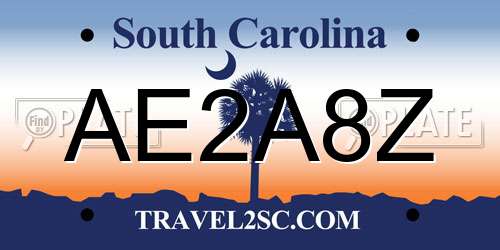 AE2A8Z South Carolina License Plate